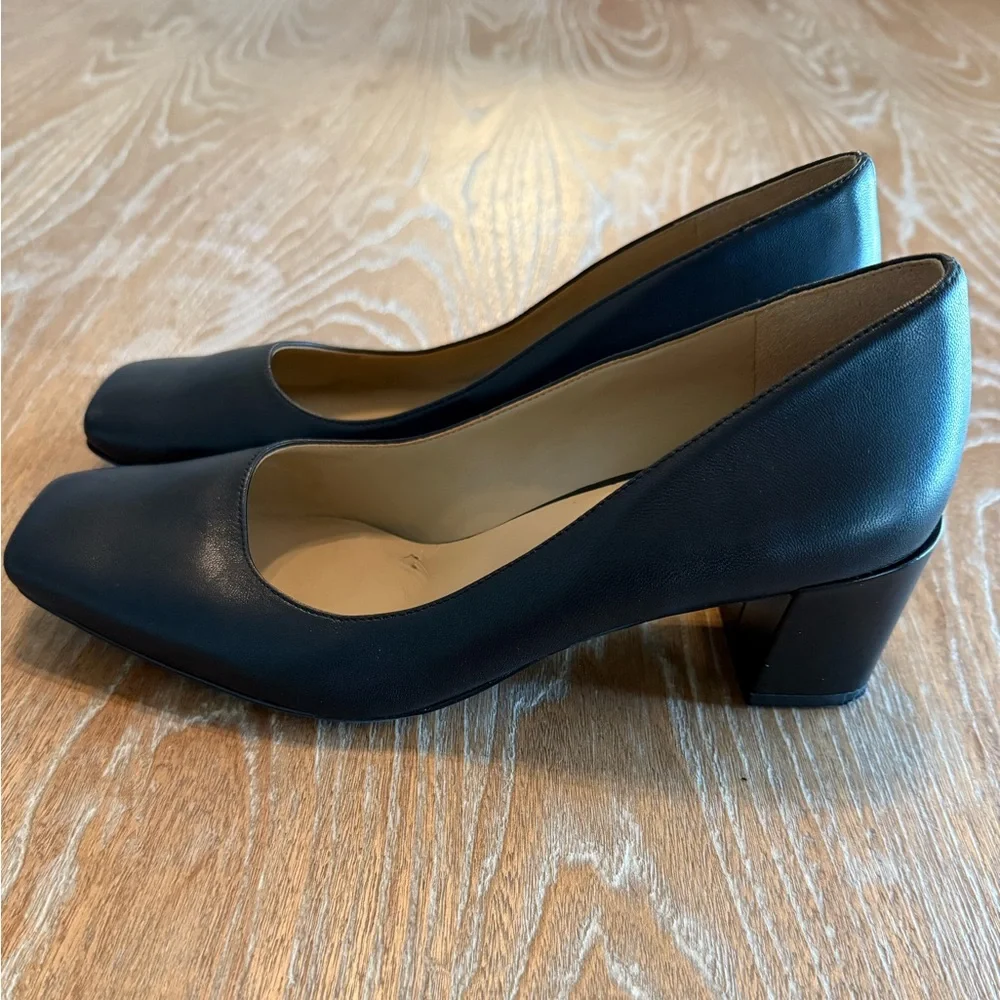 NATURALIZER “Karina” Black Leather Square Toe Block Heel‎ Pumps Women’s Size 7.5